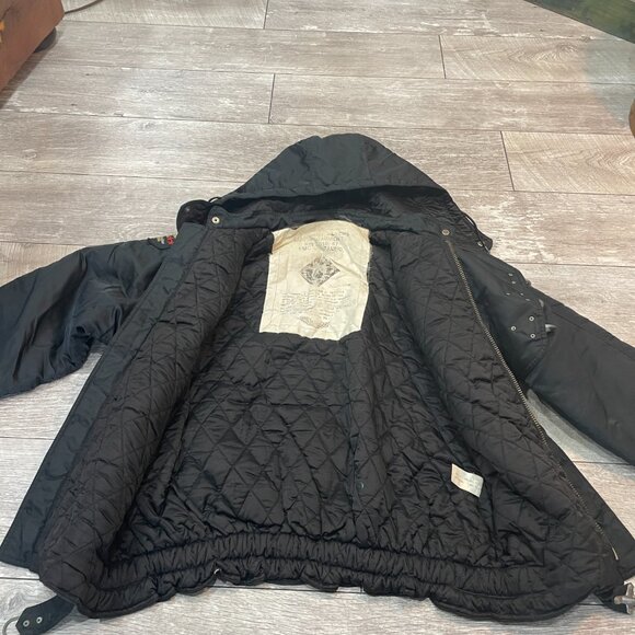 Flight Jacket US Bomber American Rescue Padded Insulated Coat Black XL - Picture 4 of 10